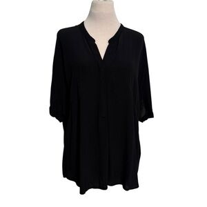 Ava Sky short sleeve high low blouse Medium black
